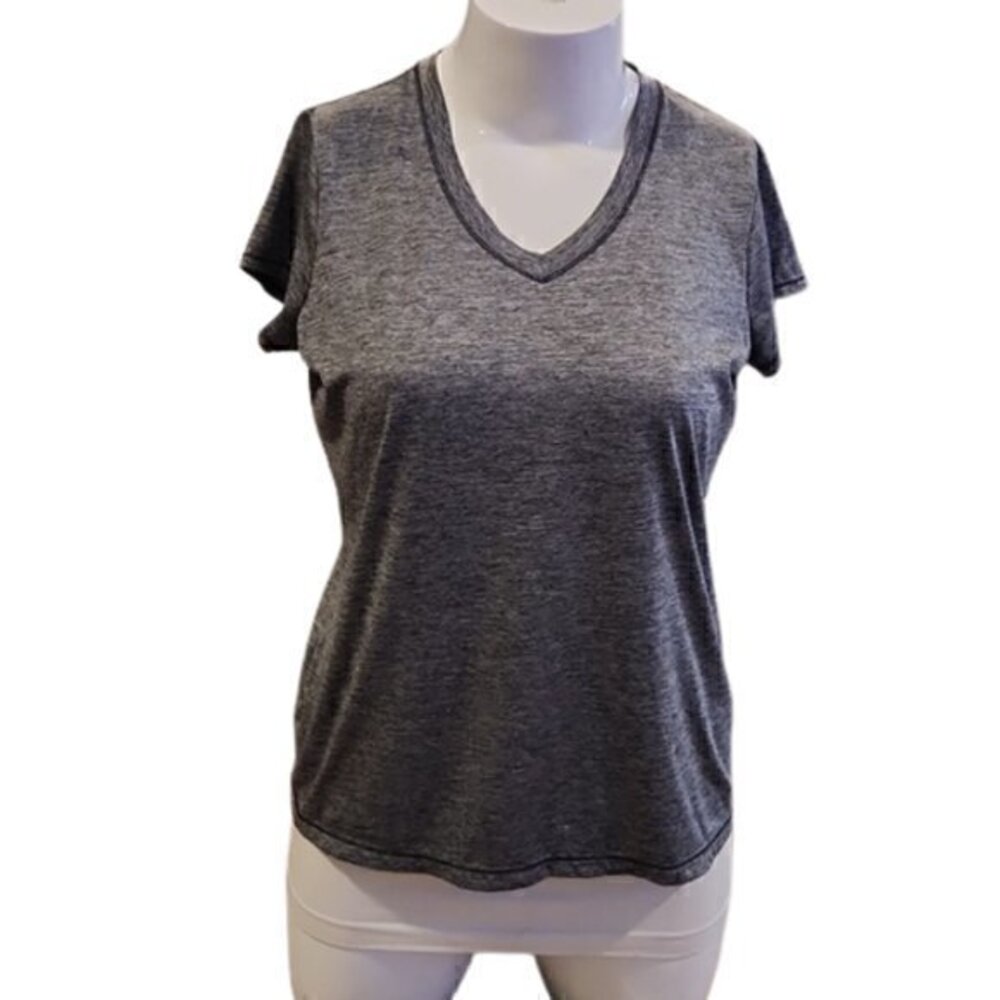 [Xersion] Grey V-neck Short Sleeve Top - Size XL